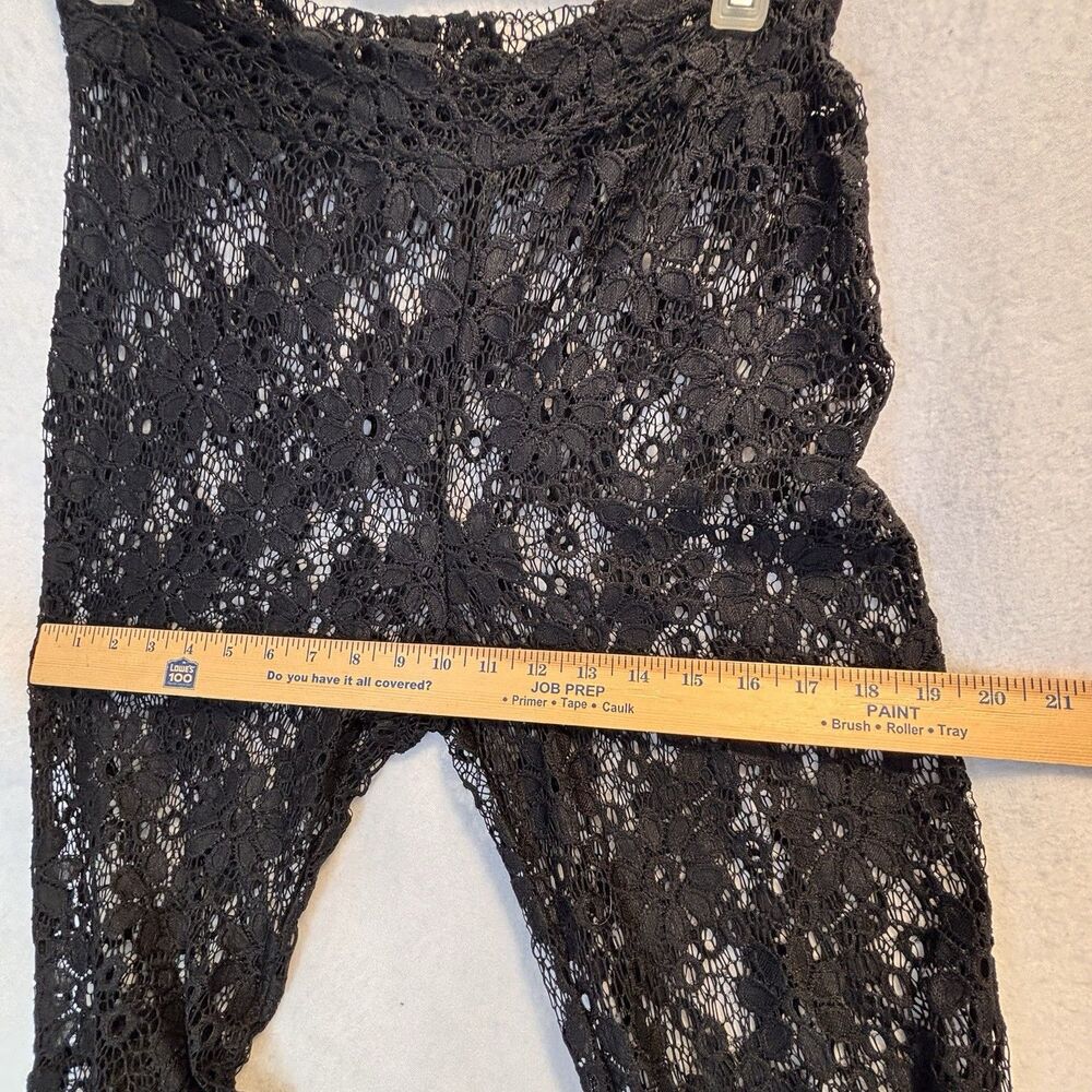 Black Lace Flare Pants Sheer Stretch Swim Cover Up Women’s M - Picture 4 of 8